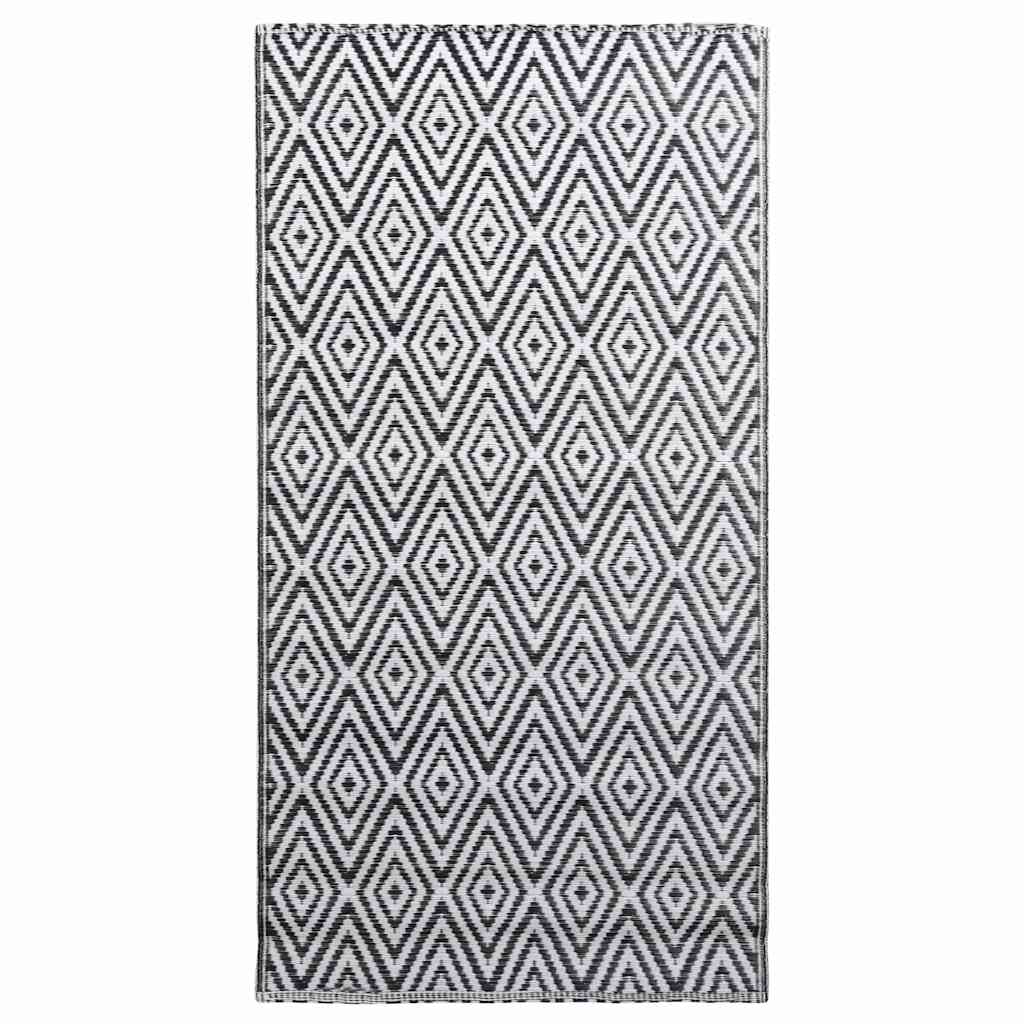 vidaXL Utomhusmatta ARAKIL vit och svart 160x230 cm PP