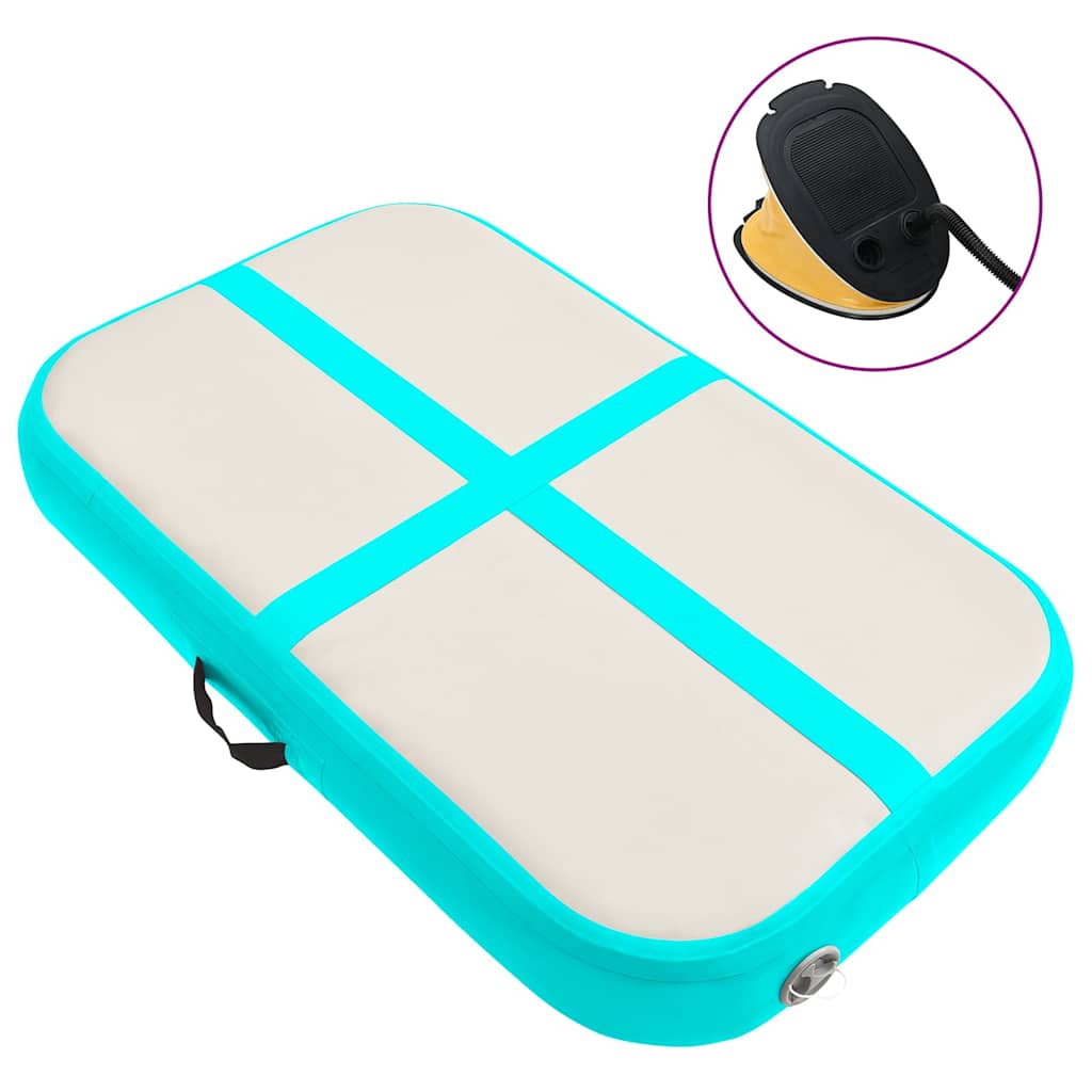 vidaXL Uppblåsbar gymnastikmatta med pump 60x100x10 cm PVC grön