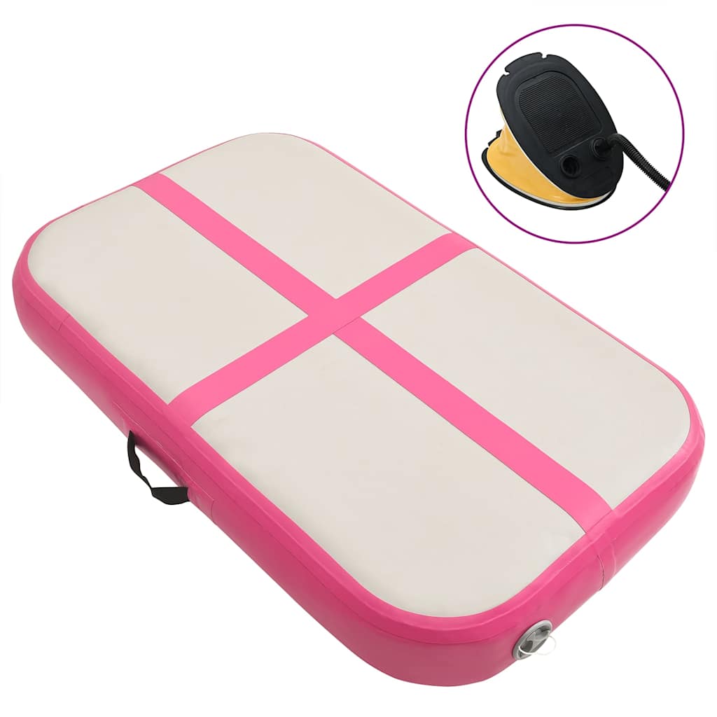 vidaXL Uppblåsbar gymnastikmatta med pump 60x100x20 cm PVC rosa