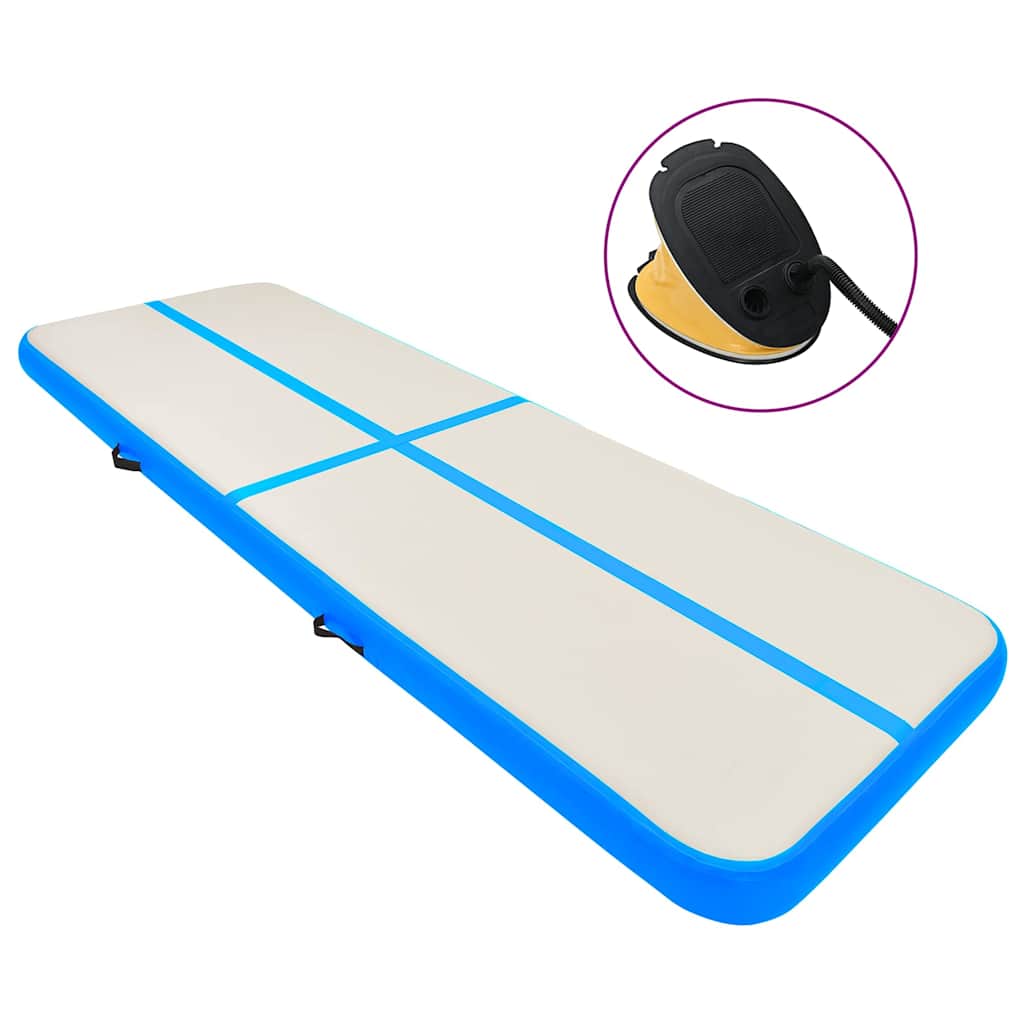 vidaXL Uppblåsbar gymnastikmatta med pump 500x100x15 cm PVC blå