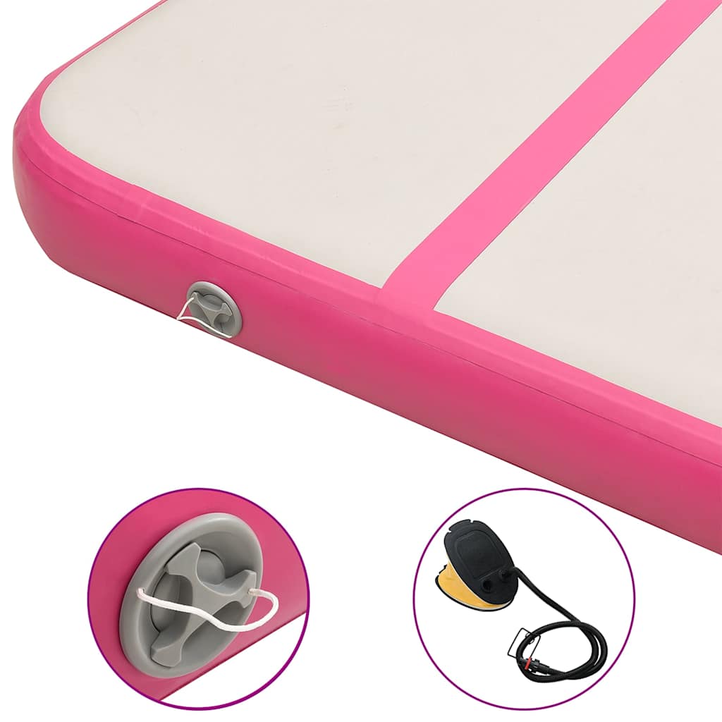 vidaXL Uppblåsbar gymnastikmatta med pump 600x100x15 cm PVC rosa