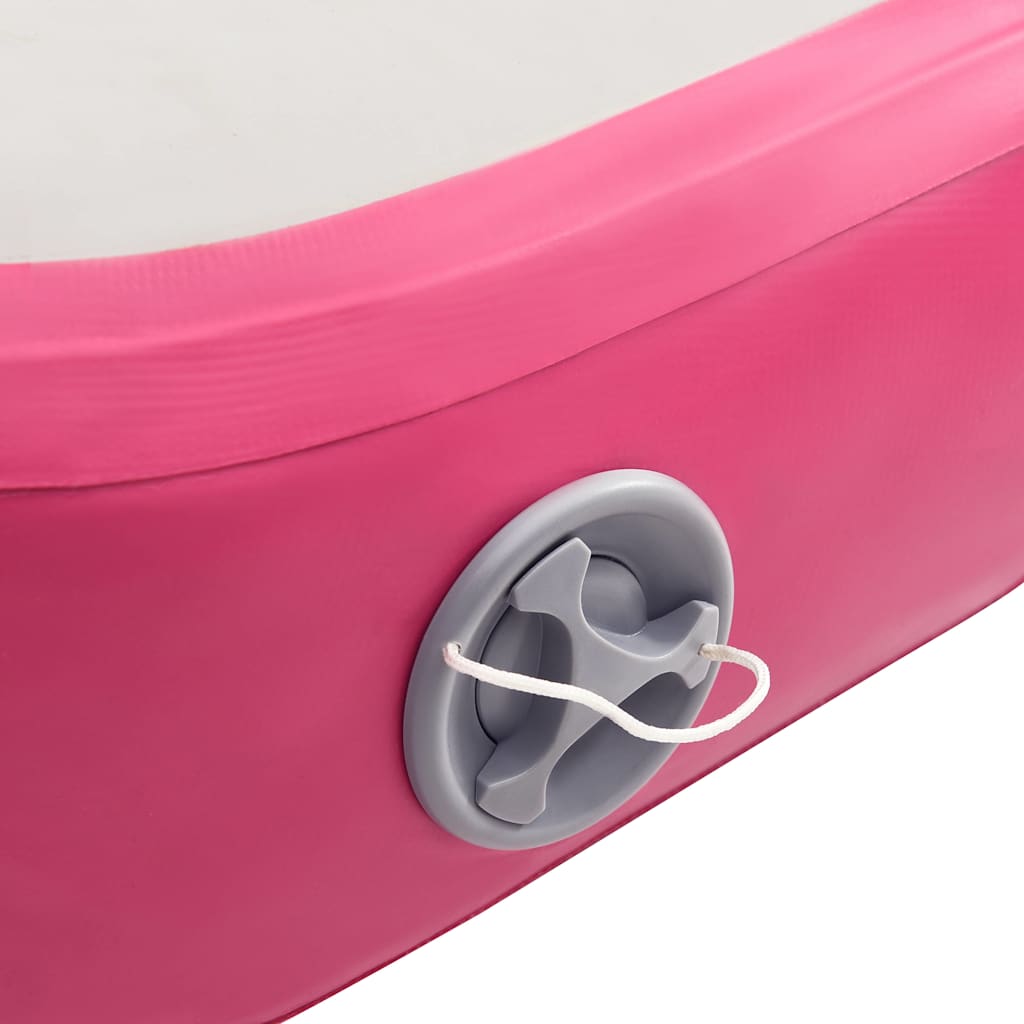 vidaXL Uppblåsbar gymnastikmatta med pump 600x100x15 cm PVC rosa