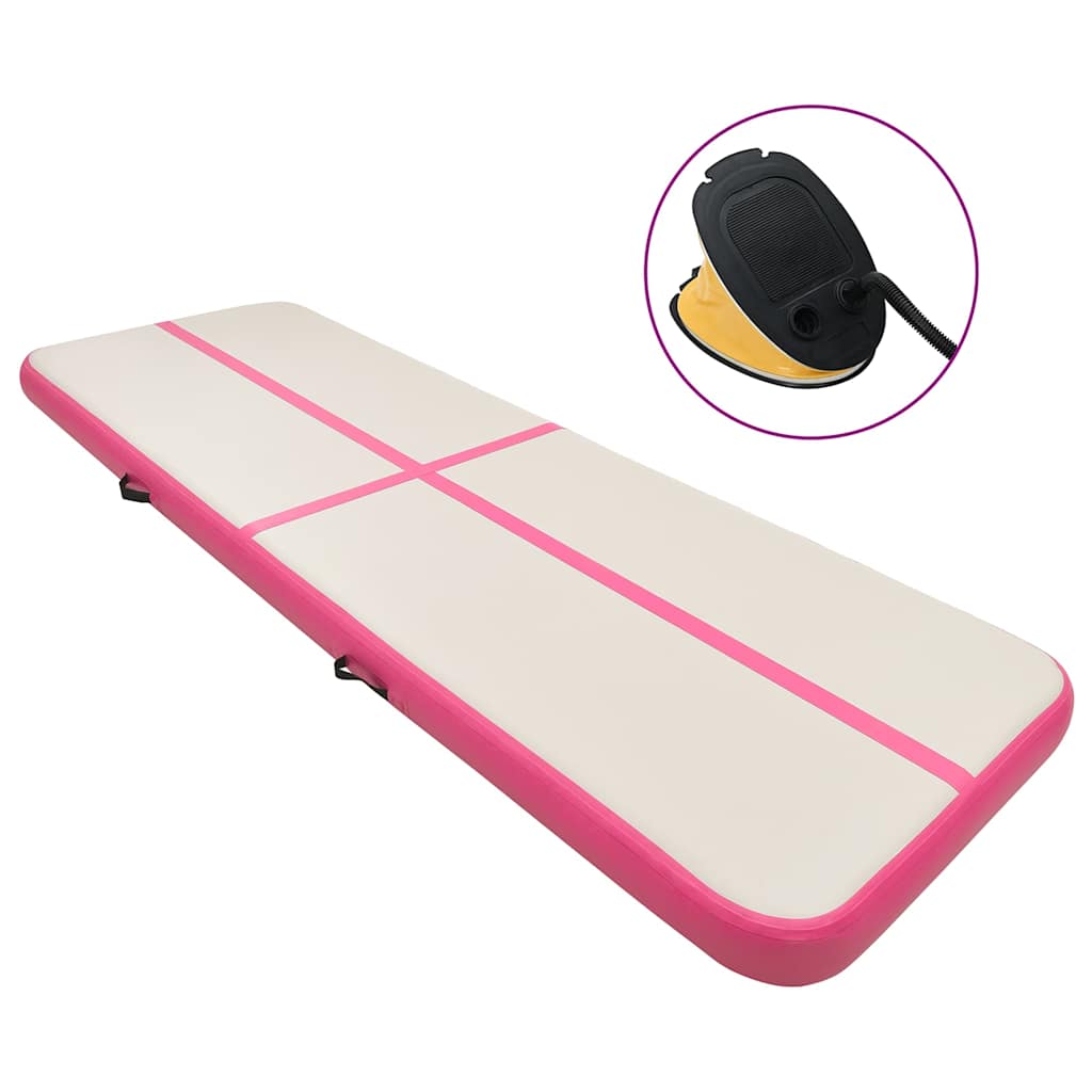 vidaXL Uppblåsbar gymnastikmatta med pump 800x100x15 cm PVC rosa