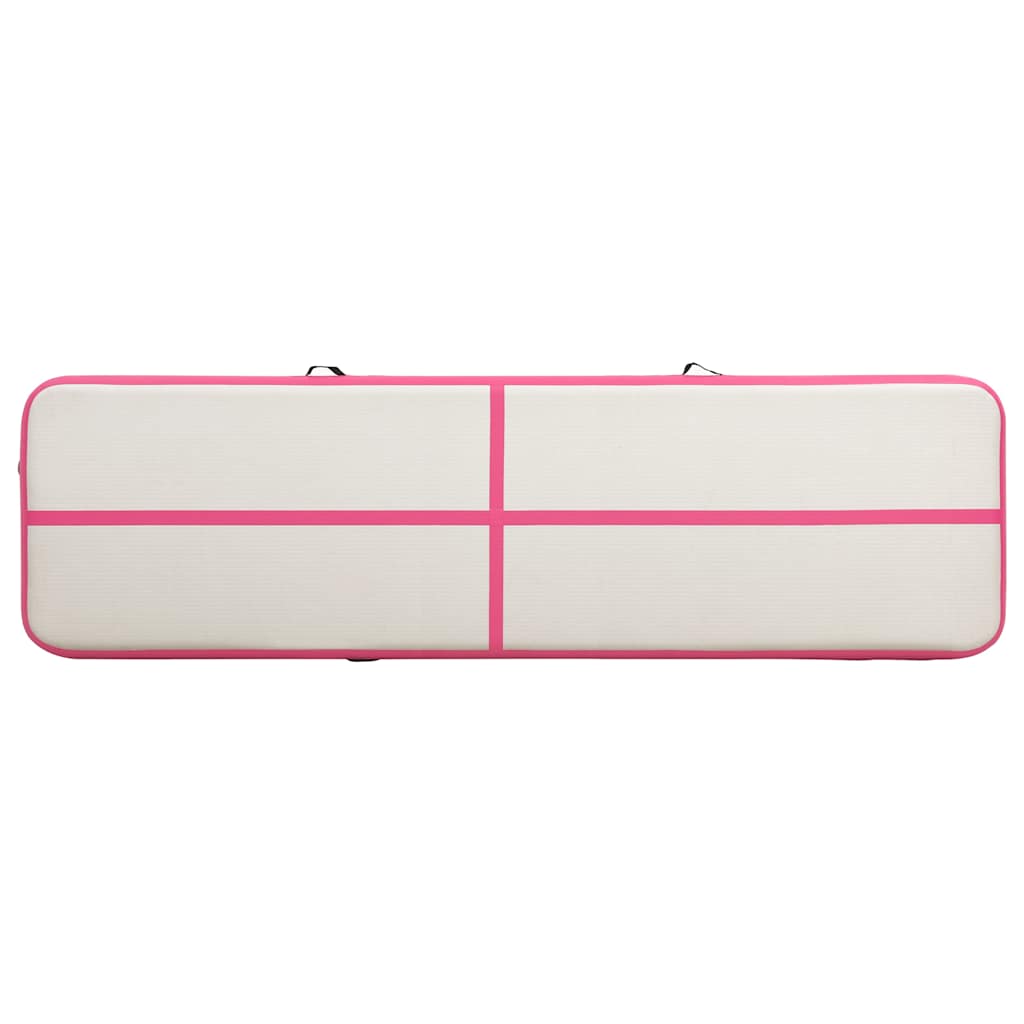 vidaXL Uppblåsbar gymnastikmatta med pump 600x100x20 cm PVC rosa