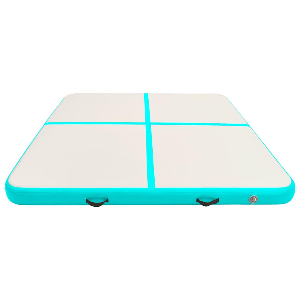 vidaXL Uppblåsbar gymnastikmatta med pump 200x200x10 cm PVC grön