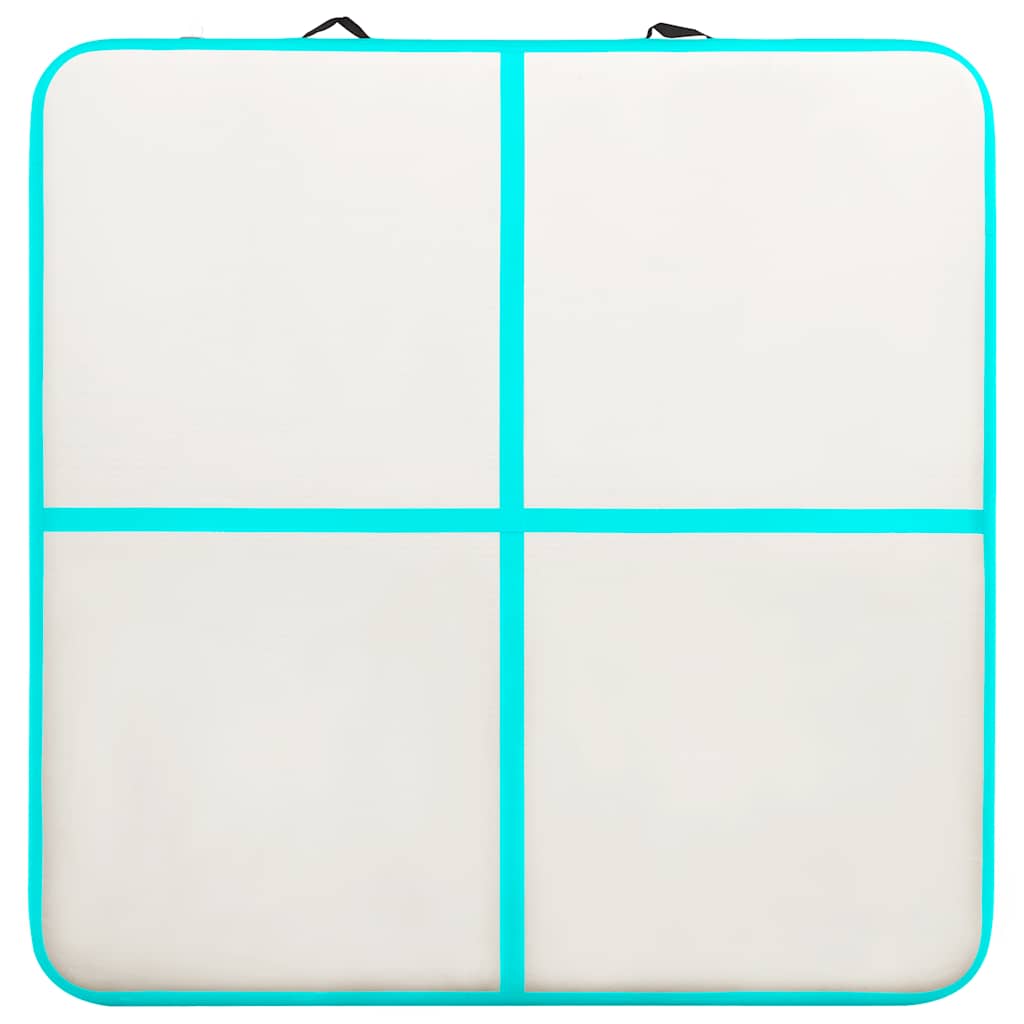 vidaXL Uppblåsbar gymnastikmatta med pump 200x200x10 cm PVC grön
