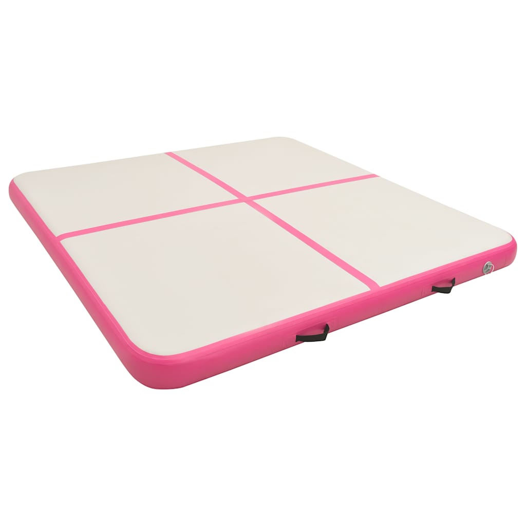 vidaXL Uppblåsbar gymnastikmatta med pump 200x200x15 cm PVC rosa