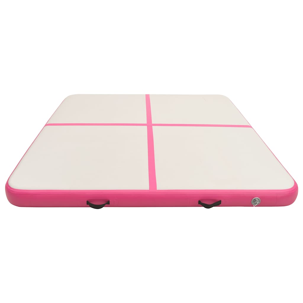vidaXL Uppblåsbar gymnastikmatta med pump 200x200x15 cm PVC rosa