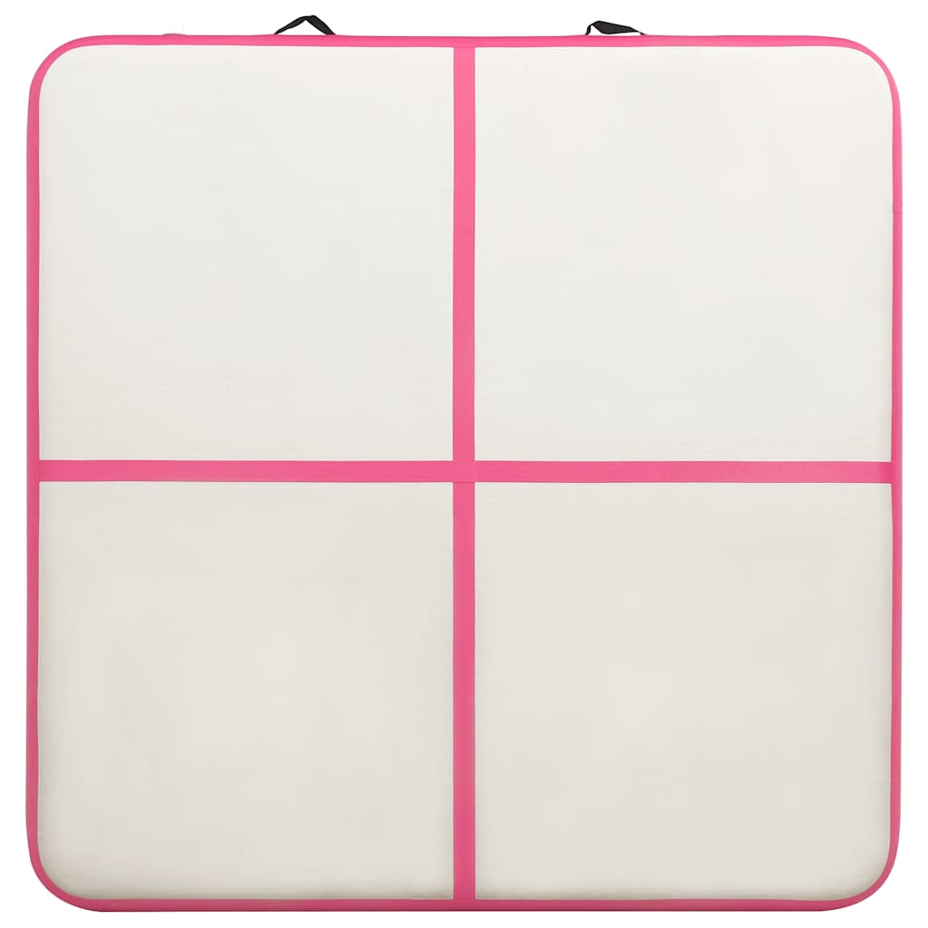 vidaXL Uppblåsbar gymnastikmatta med pump 200x200x15 cm PVC rosa