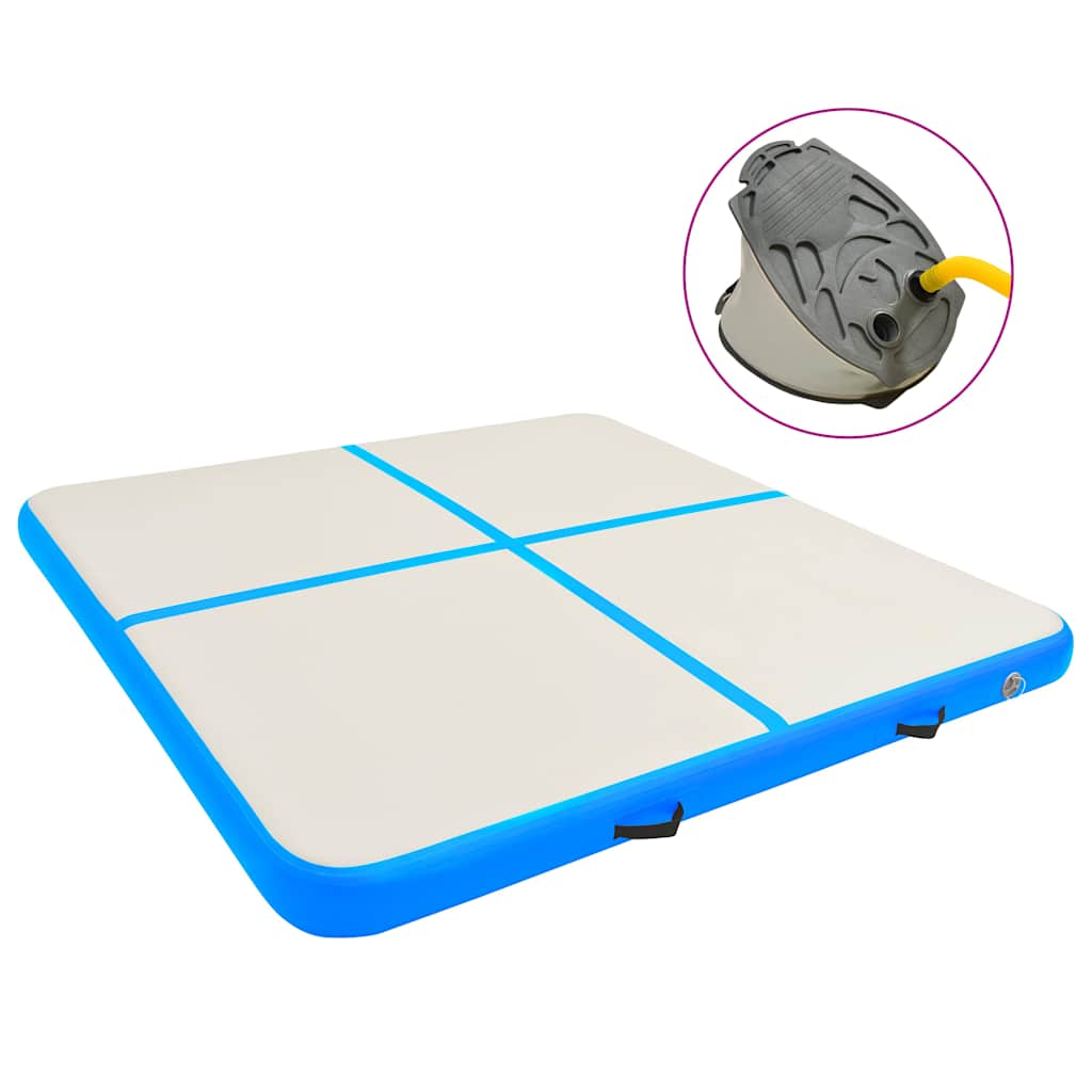 vidaXL Uppblåsbar gymnastikmatta med pump 200x200x15 cm PVC blå
