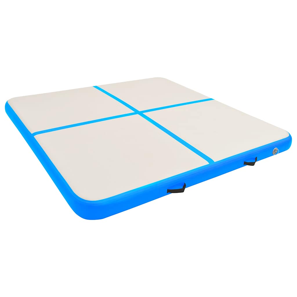 vidaXL Uppblåsbar gymnastikmatta med pump 200x200x15 cm PVC blå
