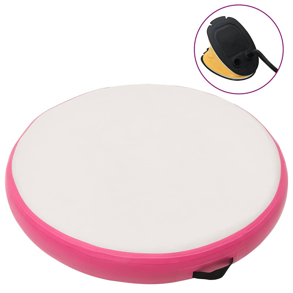 vidaXL Uppblåsbar gymnastikmatta med pump 100x100x10 cm PVC rosa