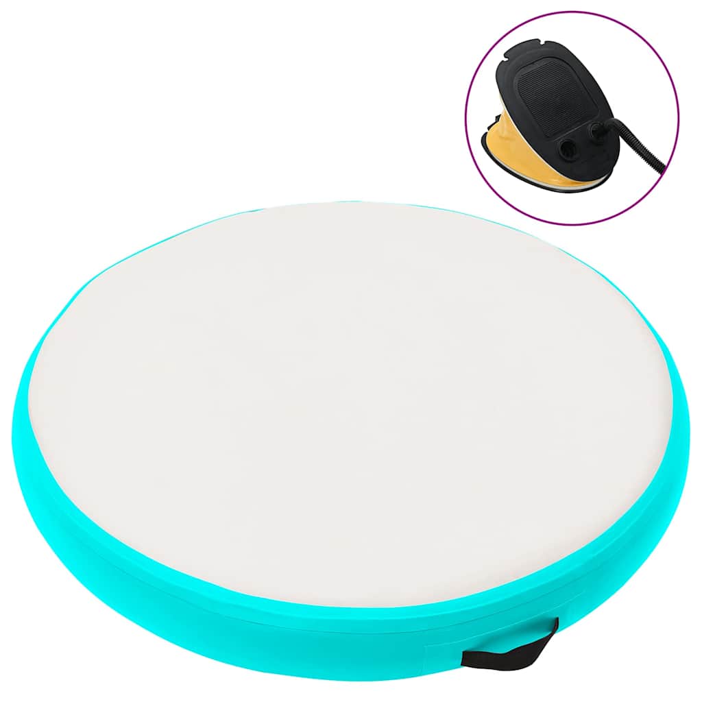 vidaXL Uppblåsbar gymnastikmatta med pump 100x100x10 cm PVC grön