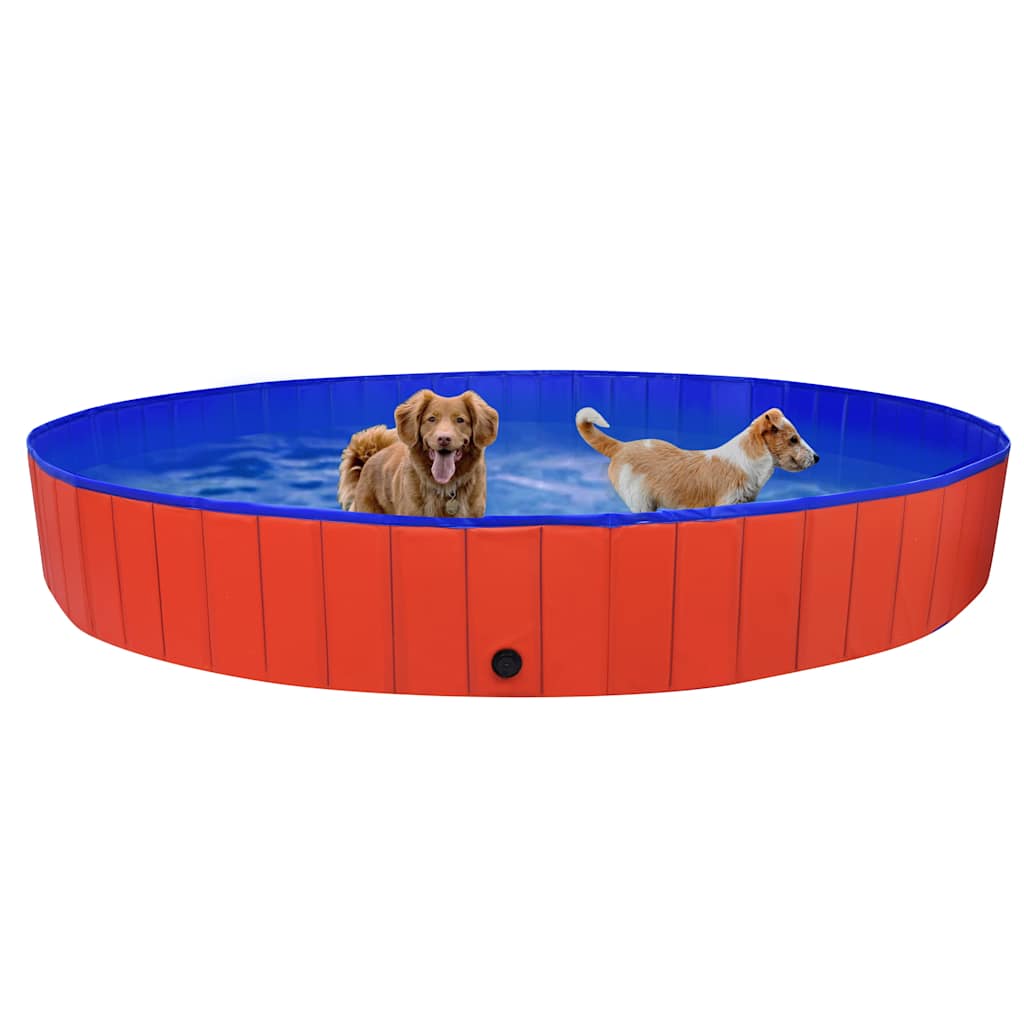 vidaXL Hopfällbar hundpool röd 300x40 cm PVC