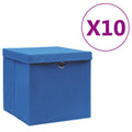 vidaXL Förvaringslådor med lock 10 st 28x28x28 cm blå