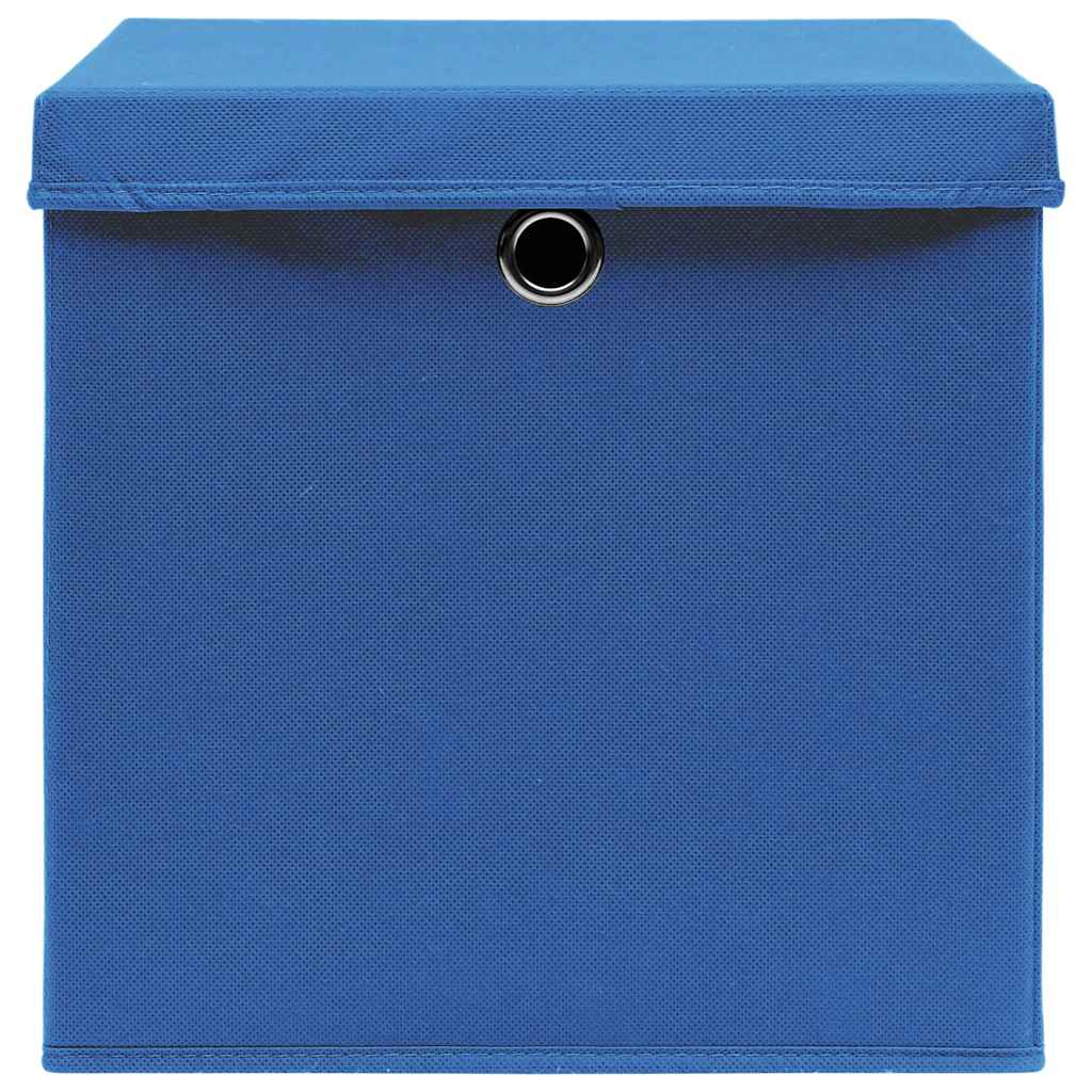 vidaXL Förvaringslådor med lock 10 st 28x28x28 cm blå