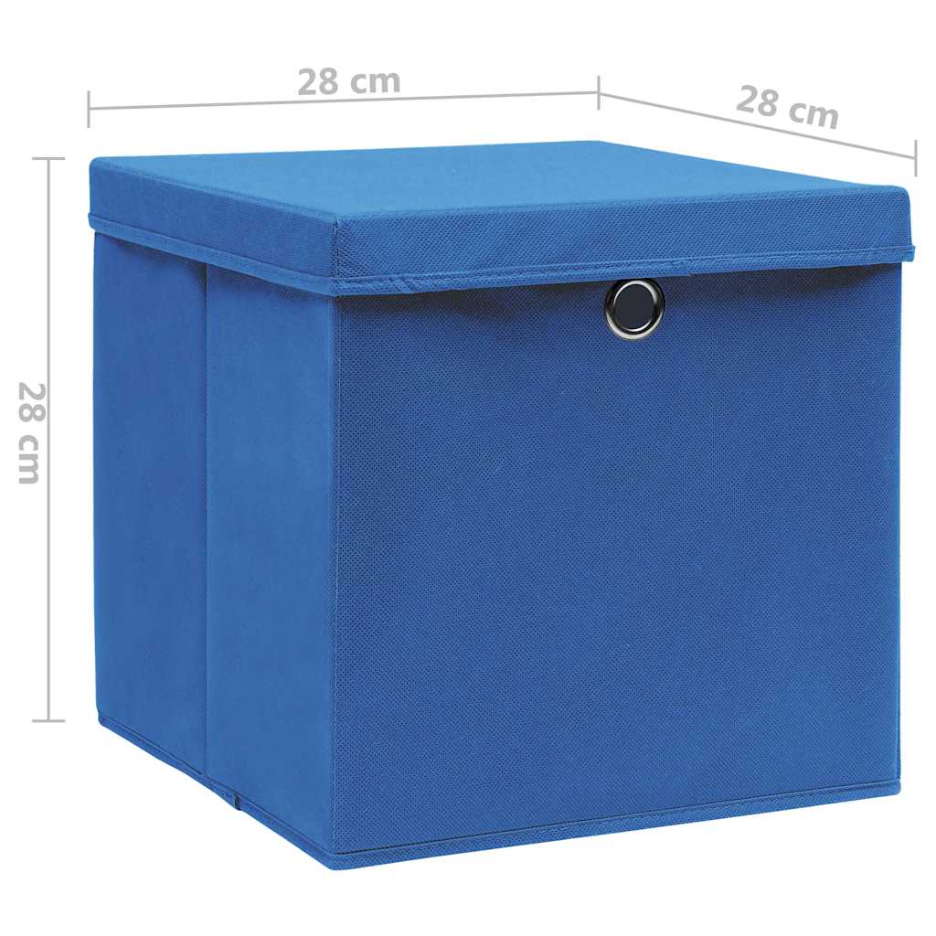 vidaXL Förvaringslådor med lock 10 st 28x28x28 cm blå