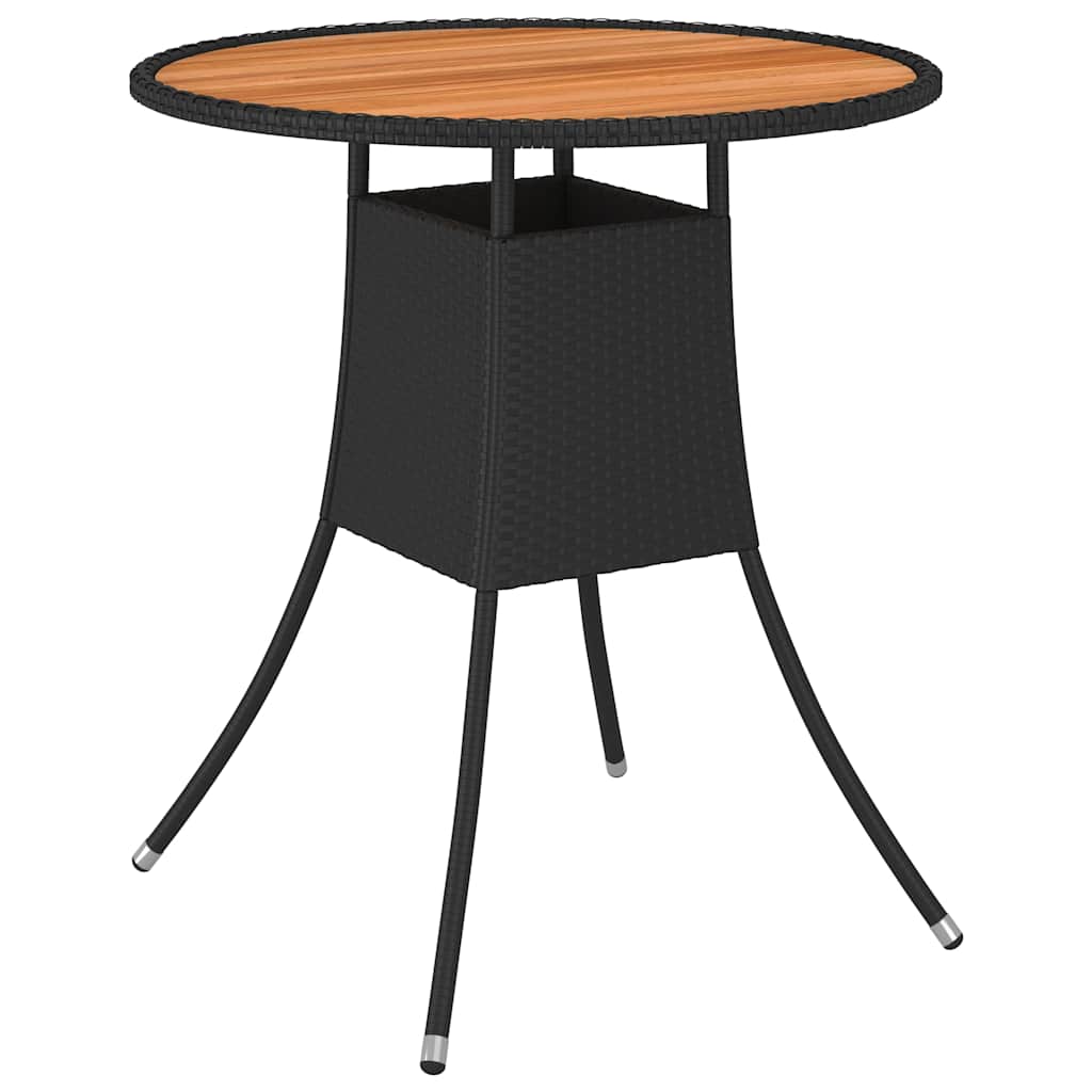 vidaXL Matbord för trädgård svart Ø70cm konstrotting och massiv akacia