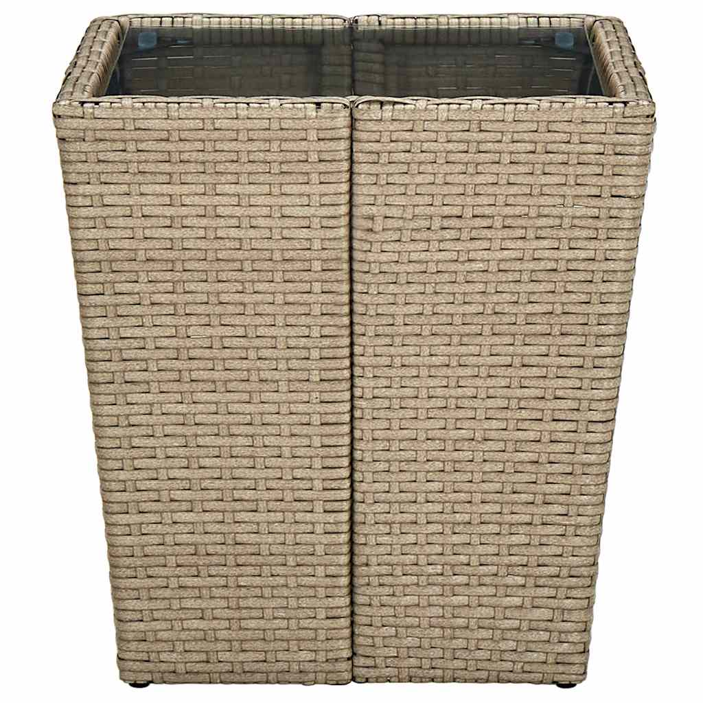 vidaXL Tebord beige 41,5x41,5x44 cm konstrotting och härdat glas