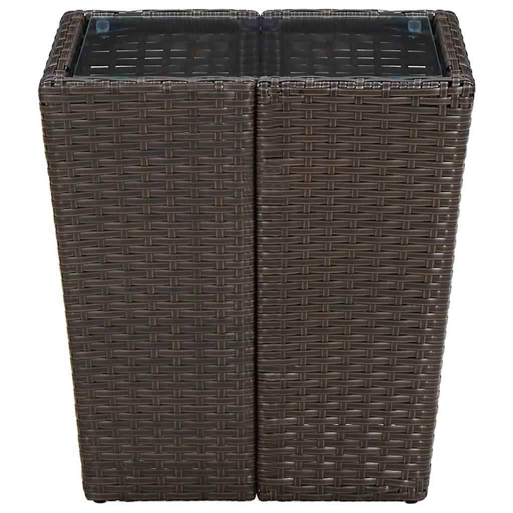 vidaXL Tebord brun 41,5x41,5x44 cm konstrotting och härdat glas