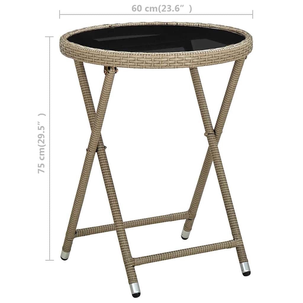 vidaXL Soffbord beige 60 cm konstrotting och härdat glas