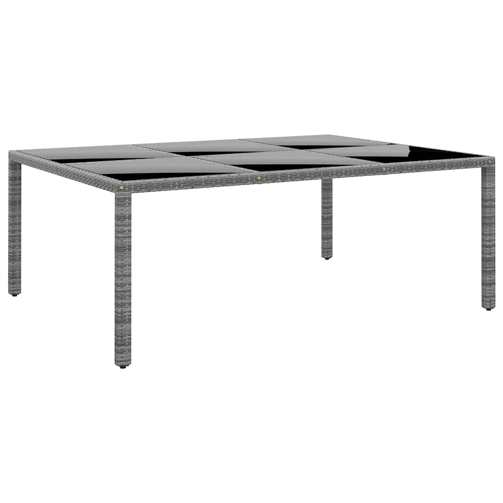 vidaXL Trädgårdsbord 200x150x75 cm härdat glas och konstrotting grå