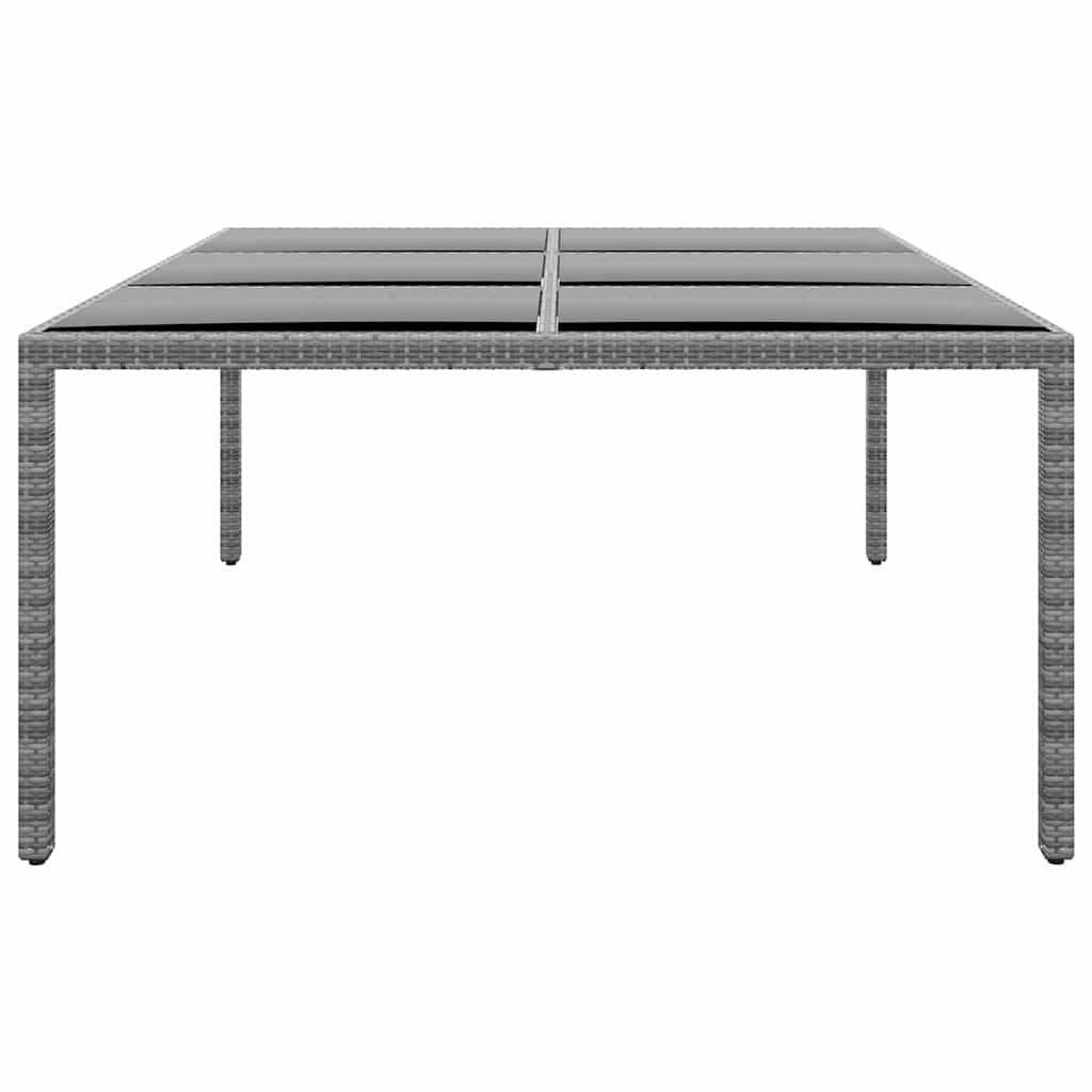 vidaXL Trädgårdsbord 200x150x75 cm härdat glas och konstrotting grå