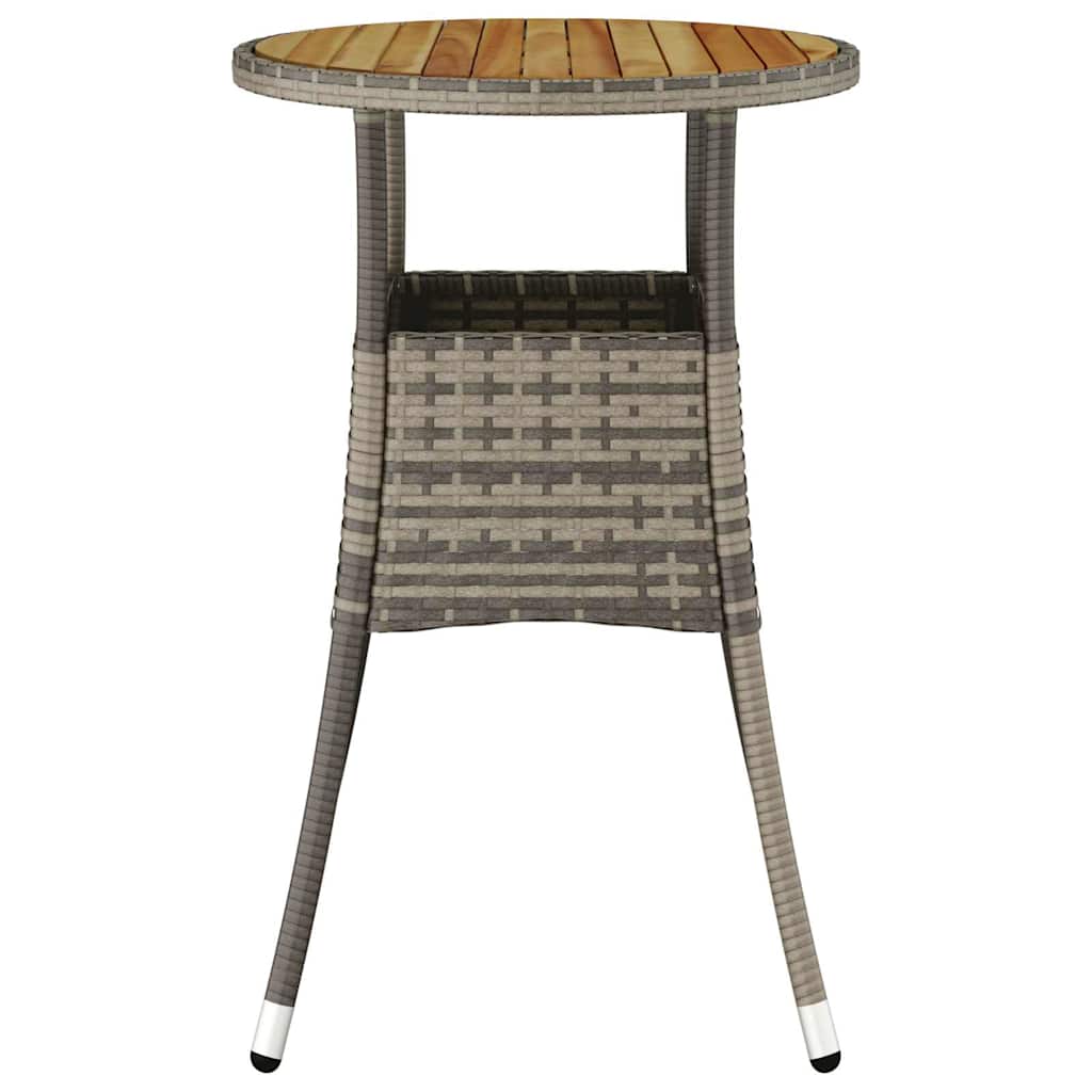 vidaXL Trädgårdsbord Ø60x75 cm akaciaträ och konstrotting grå