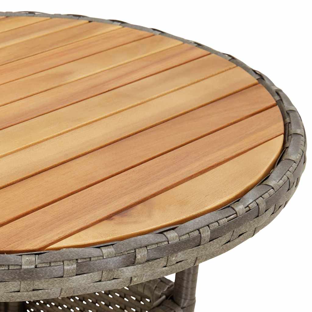 vidaXL Trädgårdsbord Ø60x75 cm akaciaträ och konstrotting grå