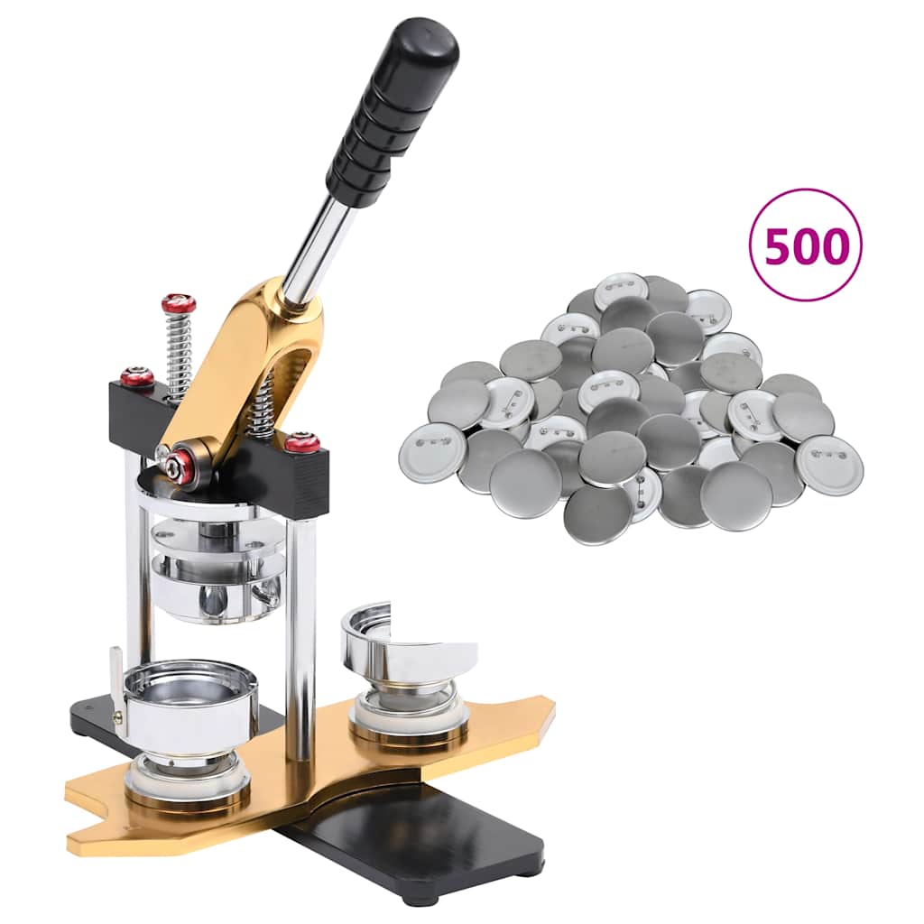 vidaXL Knappmaskin med 500 st knappnålsdelar 25mm roterbar stans