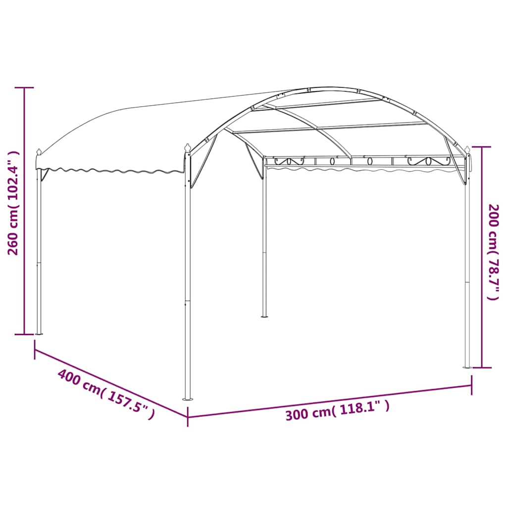 vidaXL Paviljong 4x3x2,6 m taupe 180 g/m²