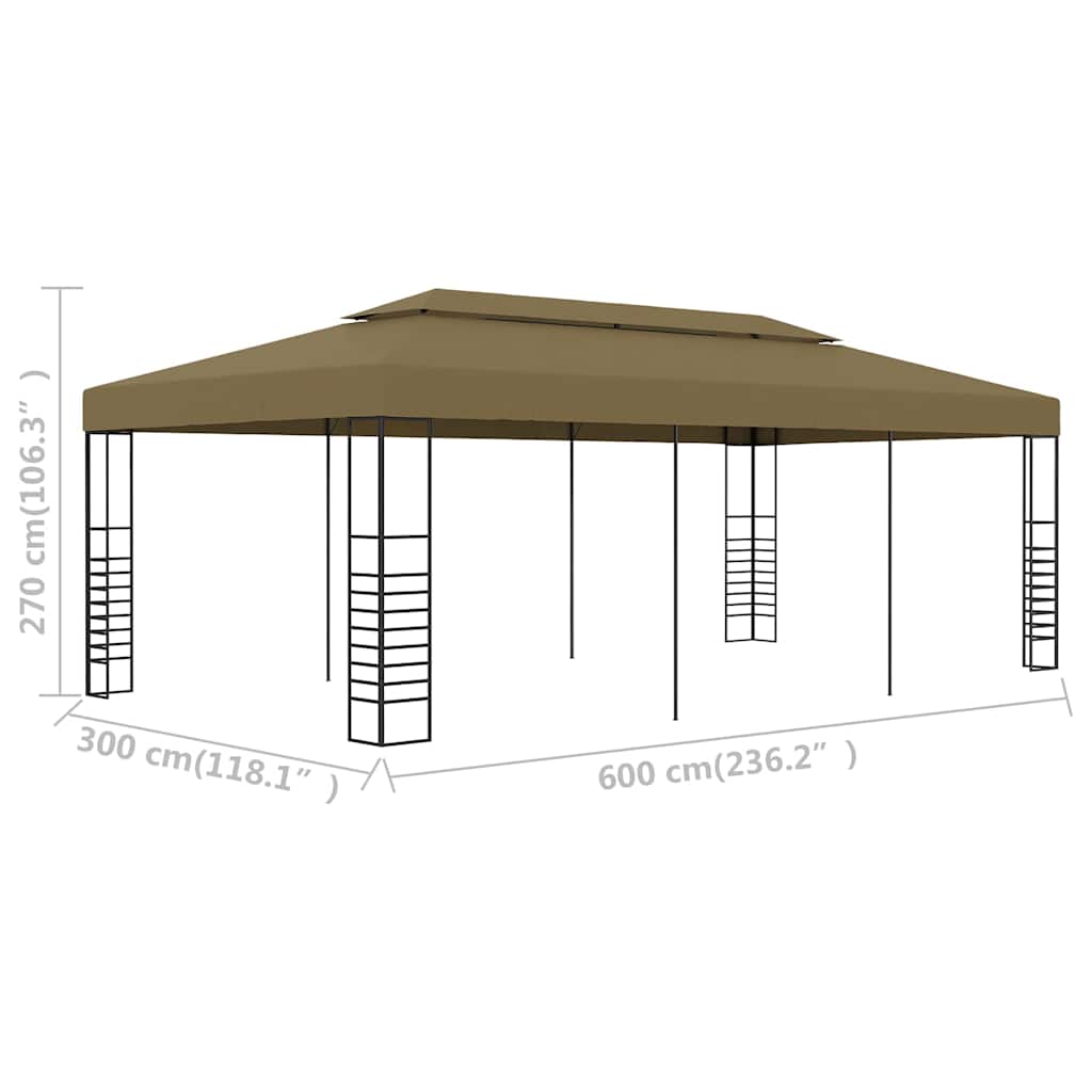 vidaXL Paviljong 6x3x2,7 m taupe 180 g/m²