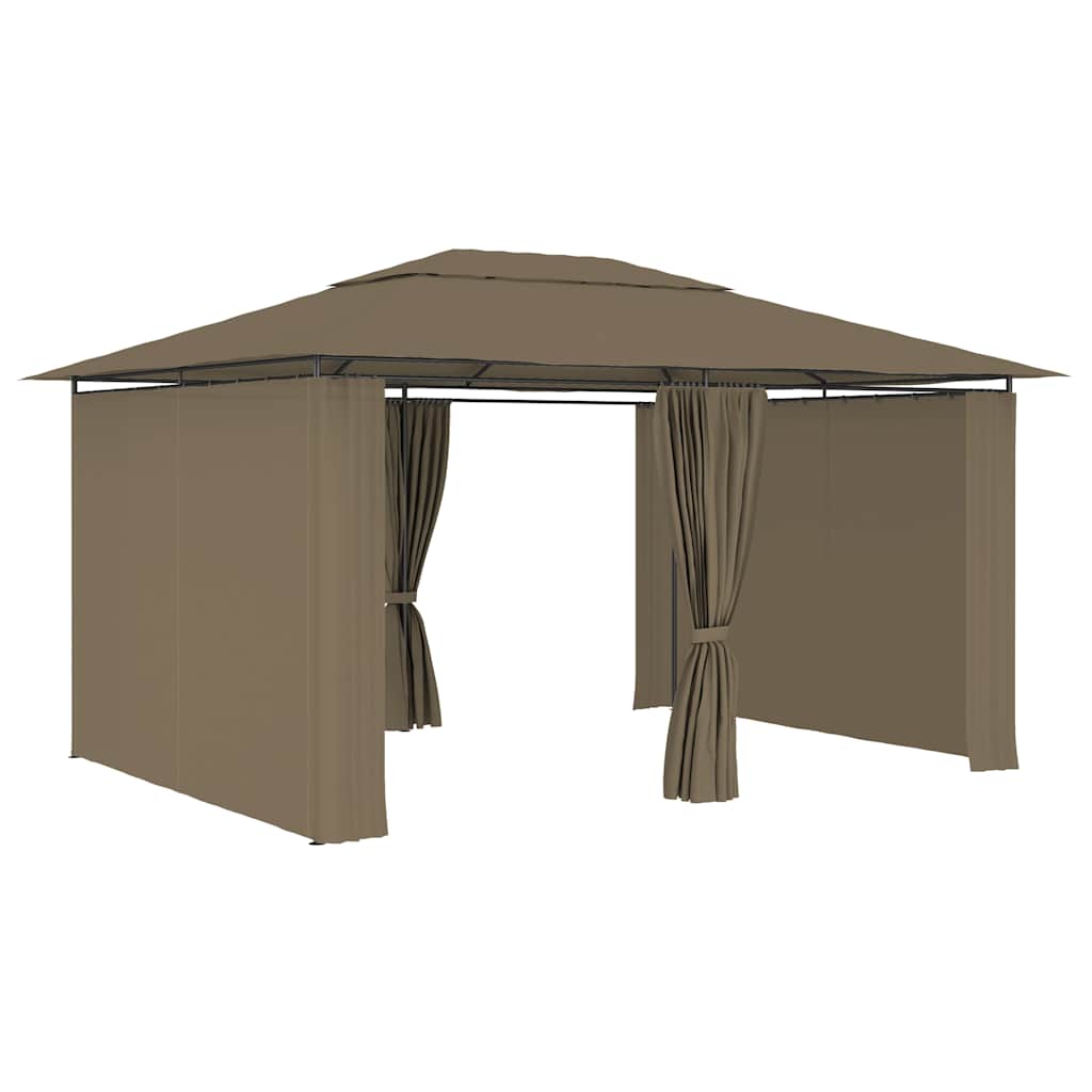 vidaXL Paviljong med draperier 4x3 m taupe 180 g/m²