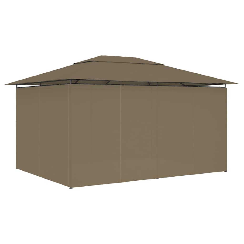 vidaXL Paviljong med draperier 4x3 m taupe 180 g/m²
