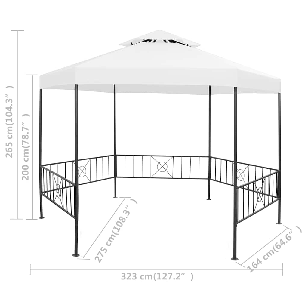 vidaXL Paviljong 323x275x265 cm vit 180 g/m²