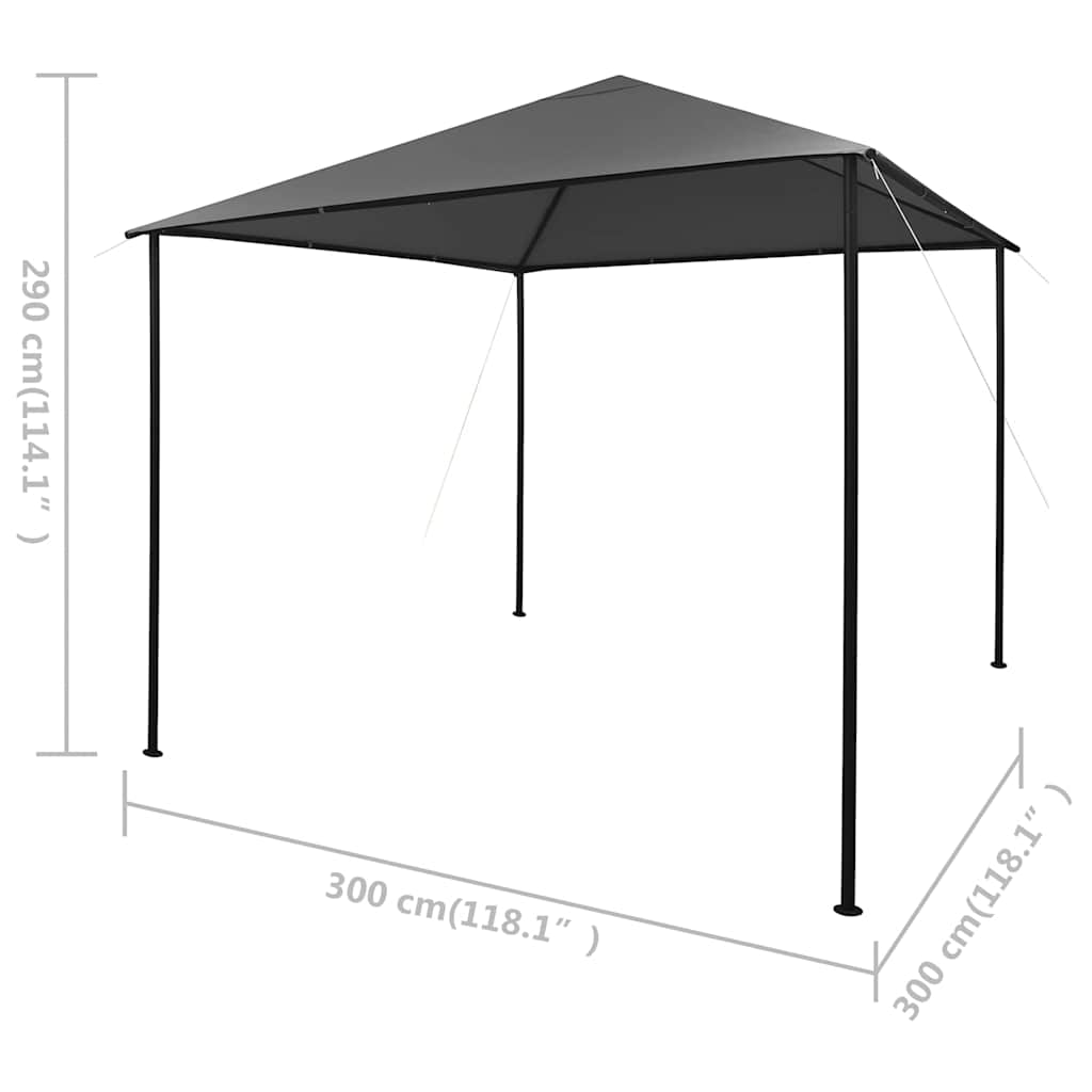 vidaXL Paviljong 3x3 m antracit tyg och stål 180 g/m²