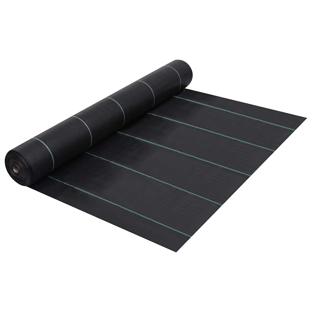 vidaXL Ogräsmatta svart 1x25 m PP