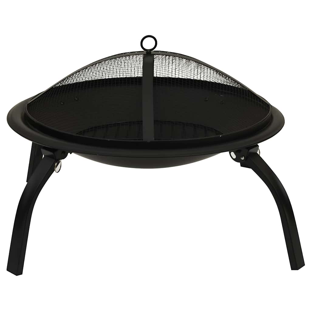 vidaXL 2-i-1 Eldstad med grill och eldgaffel 56x56x49 cm stål