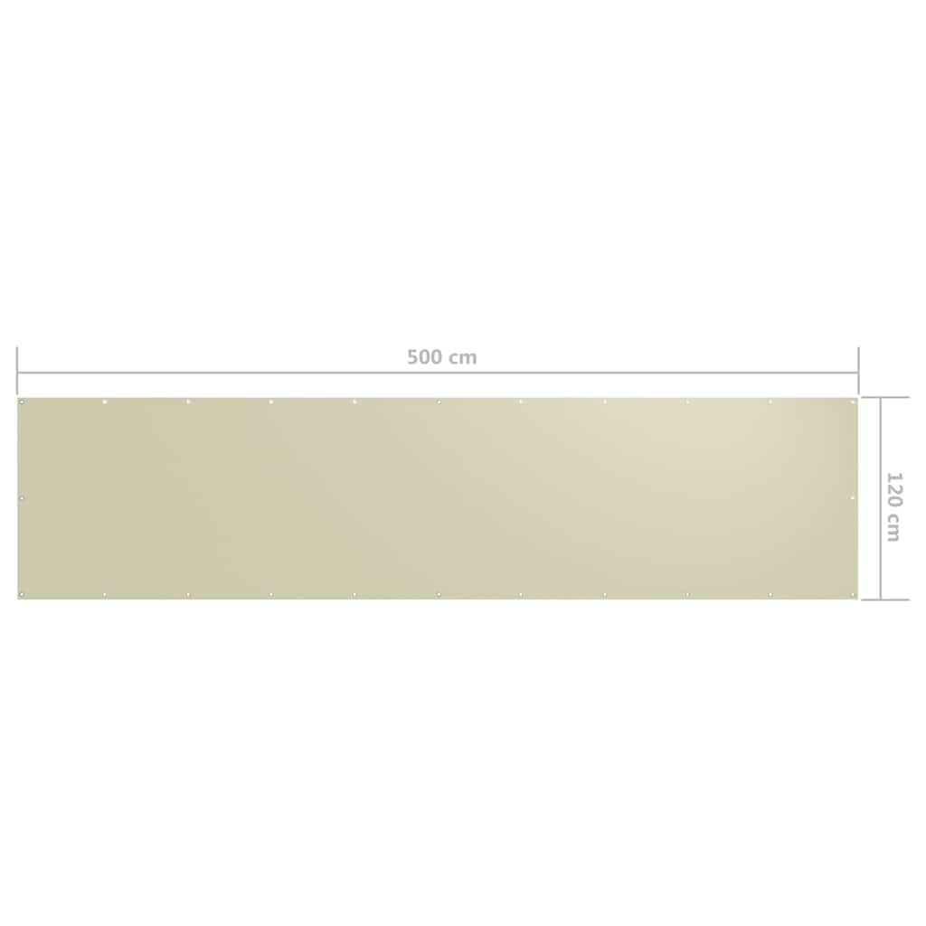 vidaXL Balkongskärm gräddvit 120x500 cm oxfordtyg