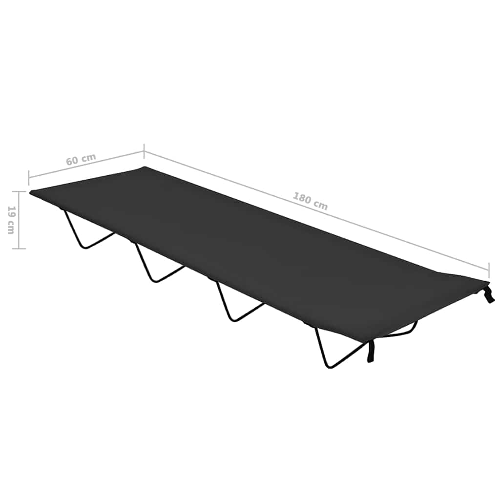 vidaXL Campingsäng 180x60x19 cm oxfordtyg och stål svart
