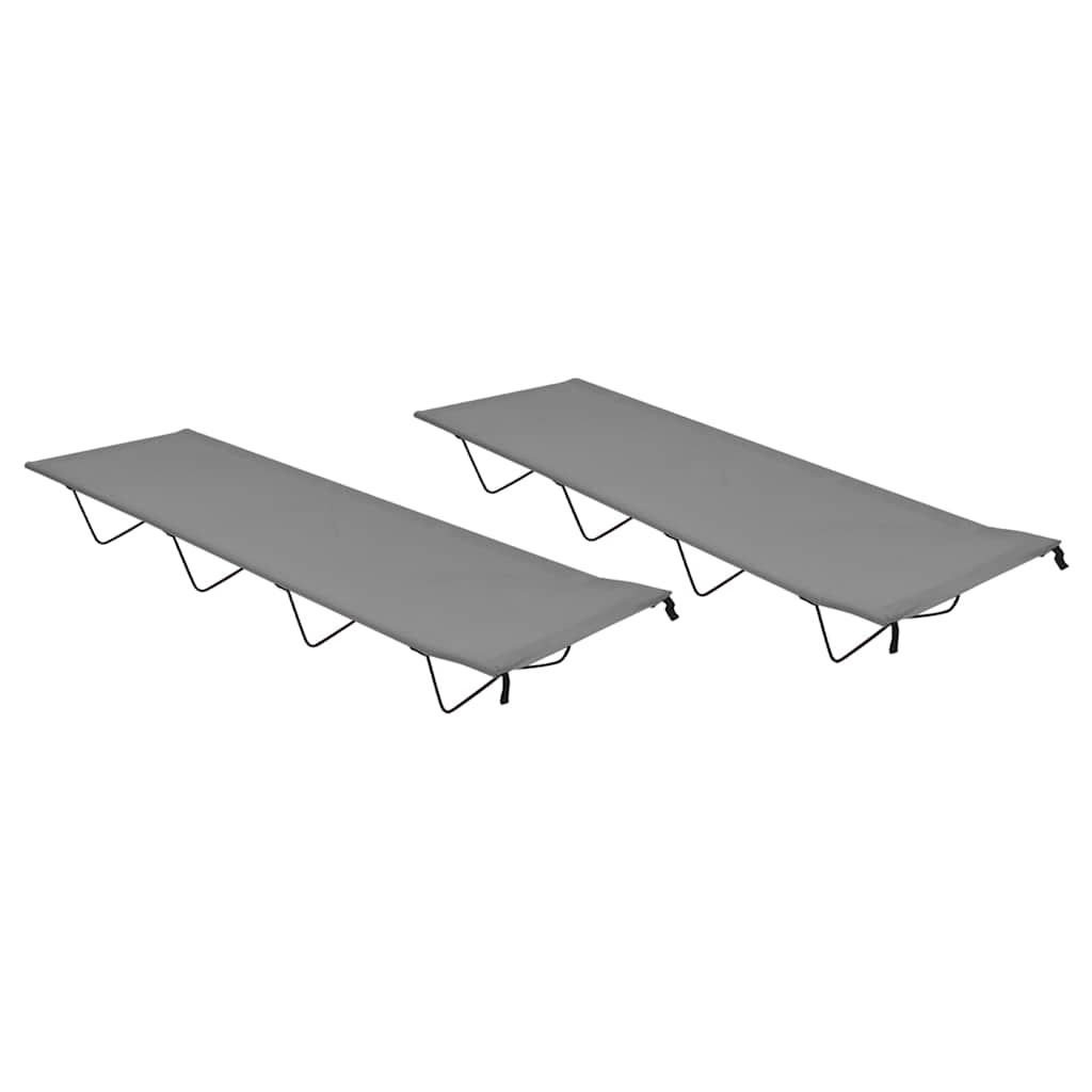 vidaXL Campingsängar 2 st 180x60x19 cm oxfordtyg och stål grå