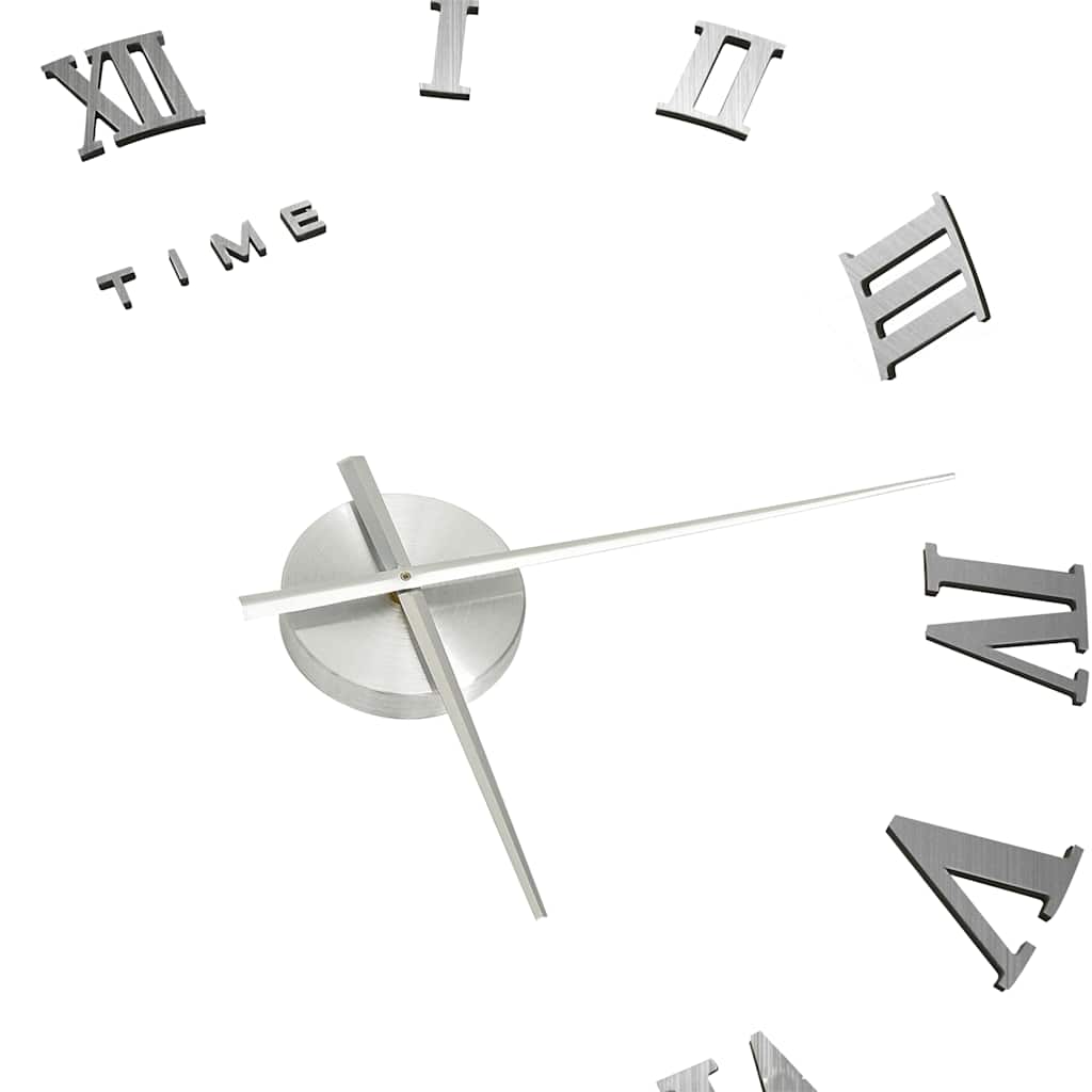 vidaXL Väggklocka 3D modern design silver 100 cm XXL