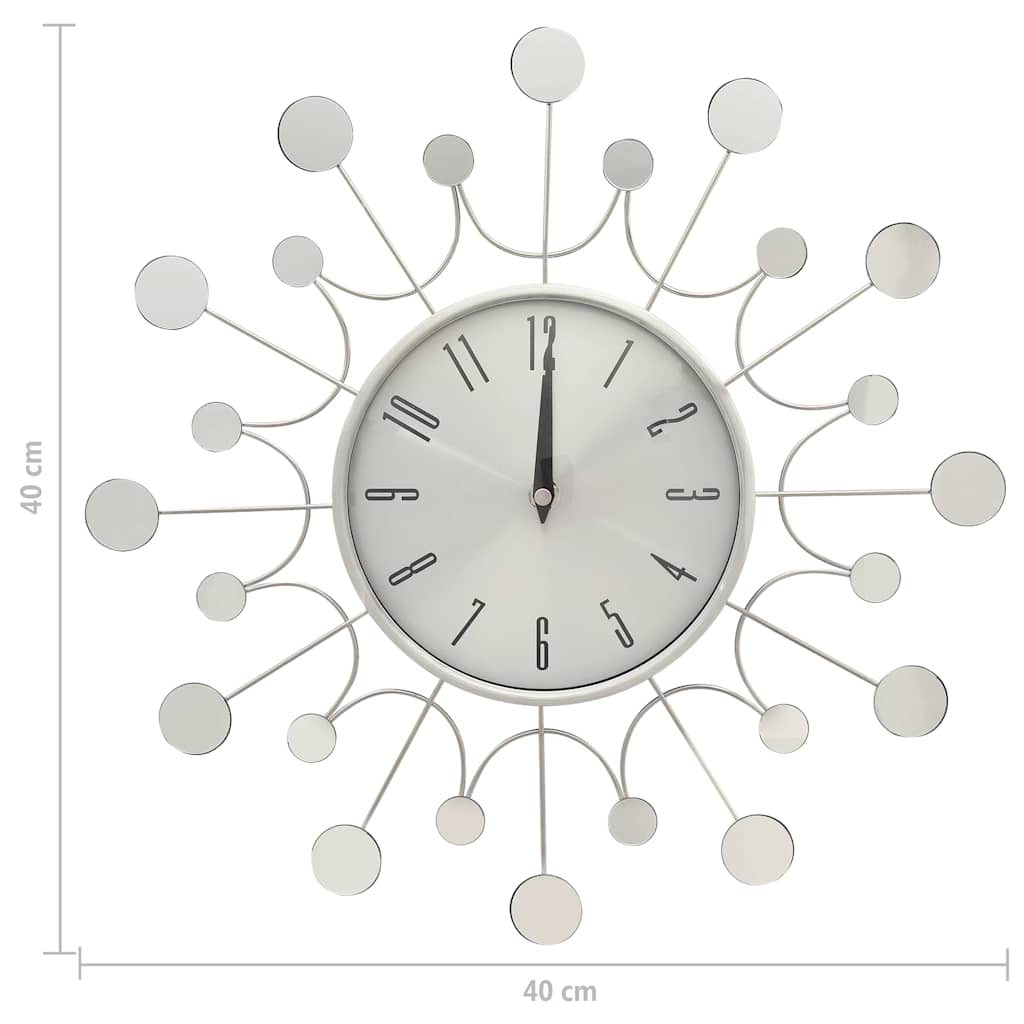 vidaXL Väggklocka silver 40 cm metall