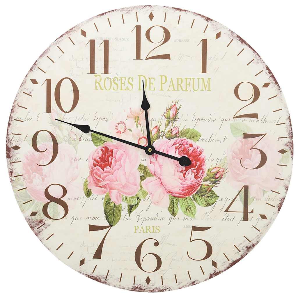 vidaXL Väggklocka vintage blomma 60 cm