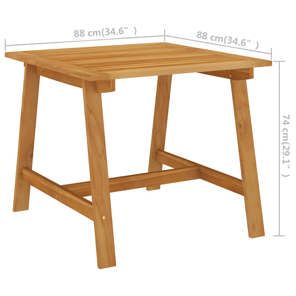 vidaXL Trädgårdsbord 88x88x74 cm massivt akaciaträ