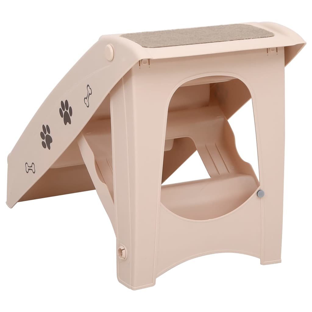 vidaXL Hopfällbar hundtrappa gräddvit 62x40x49,5 cm