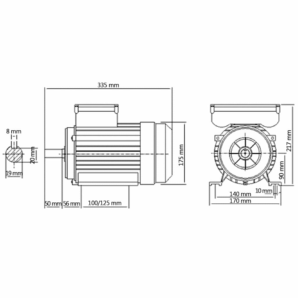vidaXL 1-fas elektrisk motor aluminium 1,5kW/2HK 2-polig