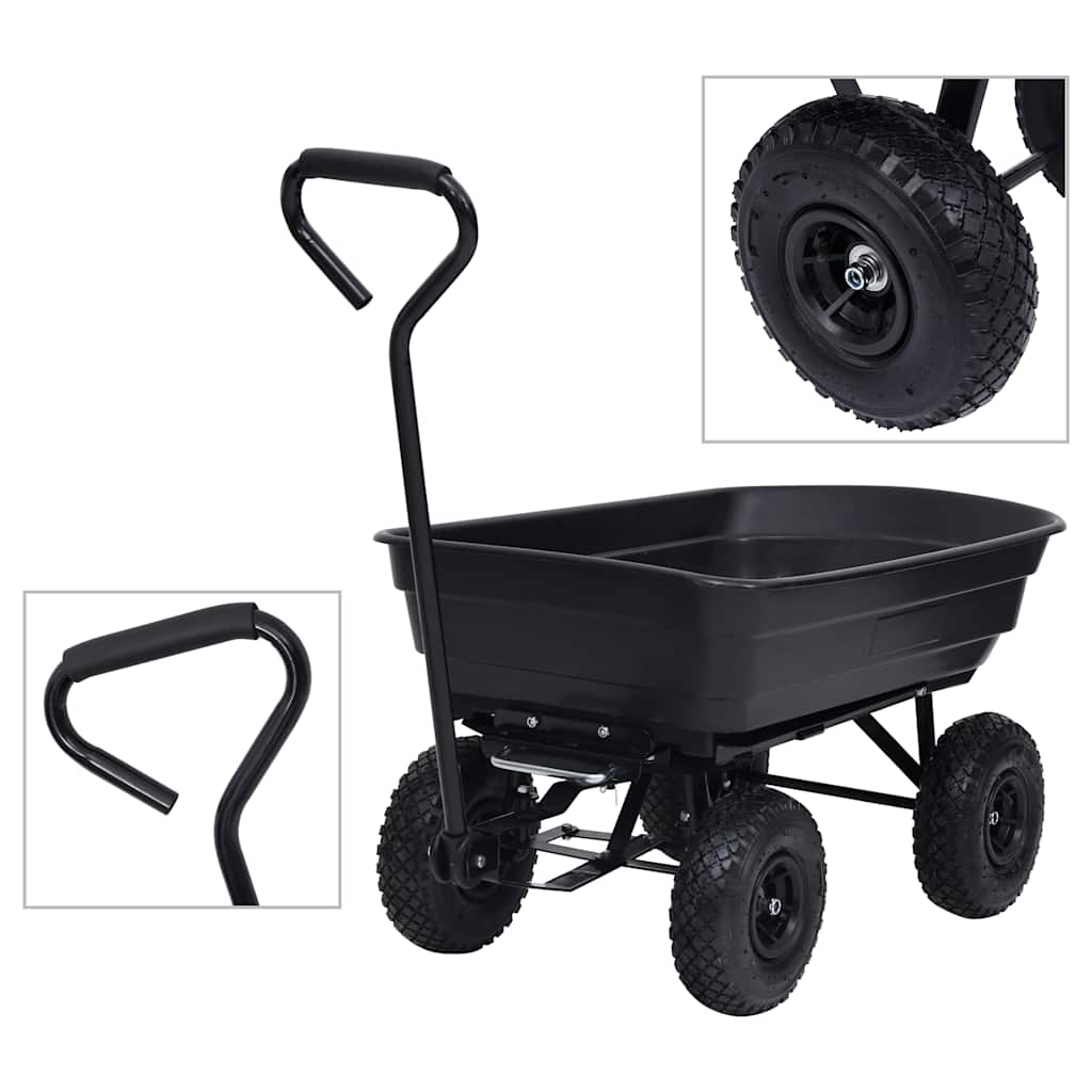 vidaXL Trädgårdsvagn tippbar 300 kg 75L svart