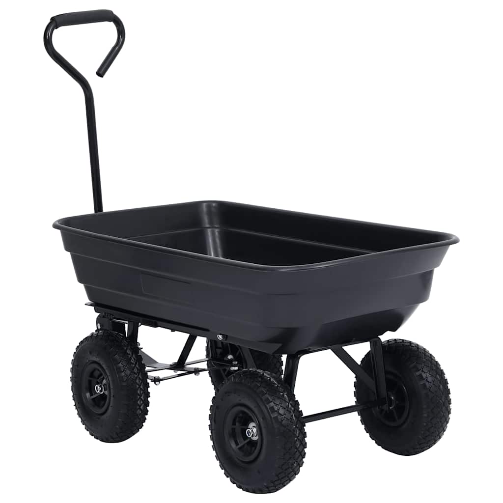 vidaXL Trädgårdsvagn tippbar 300 kg 75L svart