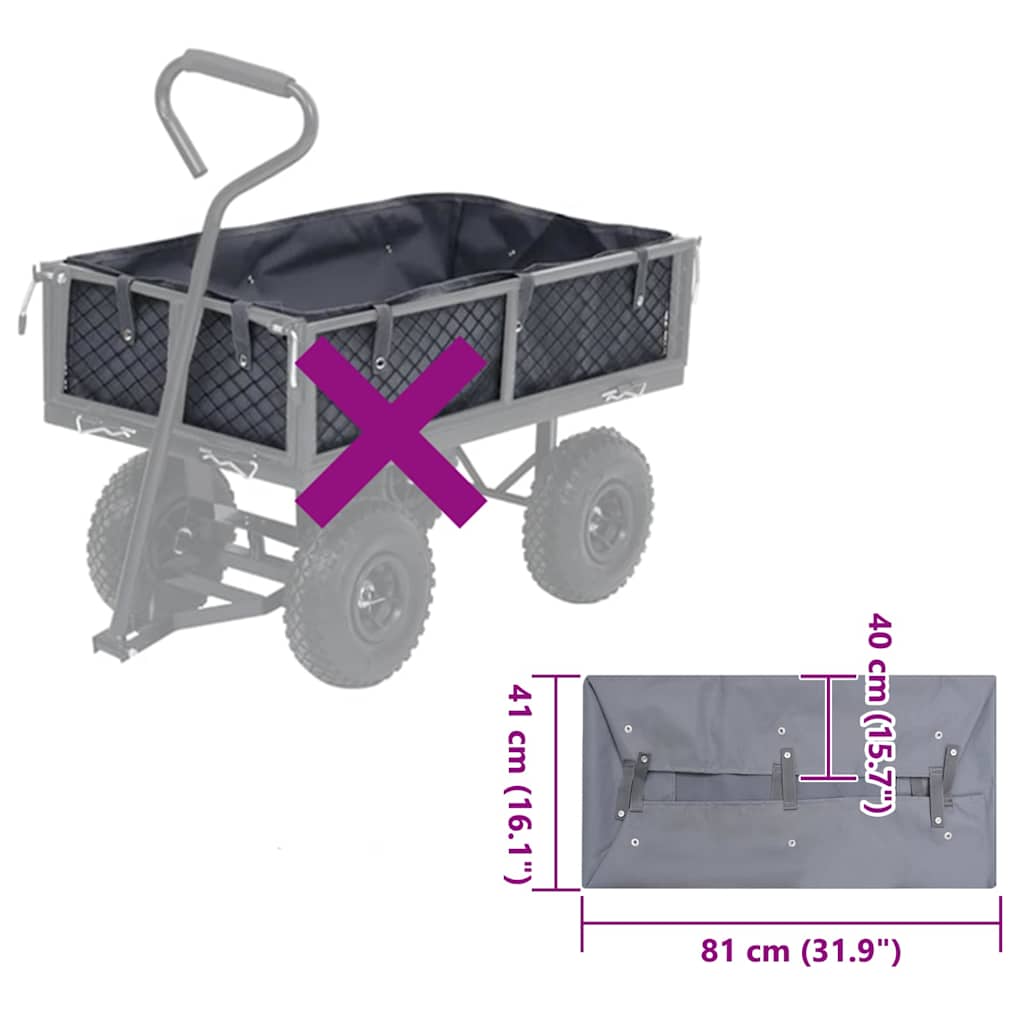 vidaXL Innerfoder till trädgårdsvagn mörkgrå 81x41x40 cm tyg